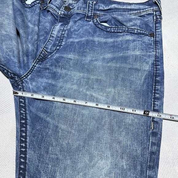 True Religion Rocco Jeans Mens 42x32 Relaxed Skinny Flap Pockets Acid‎ Wash - Picture 13 of 15